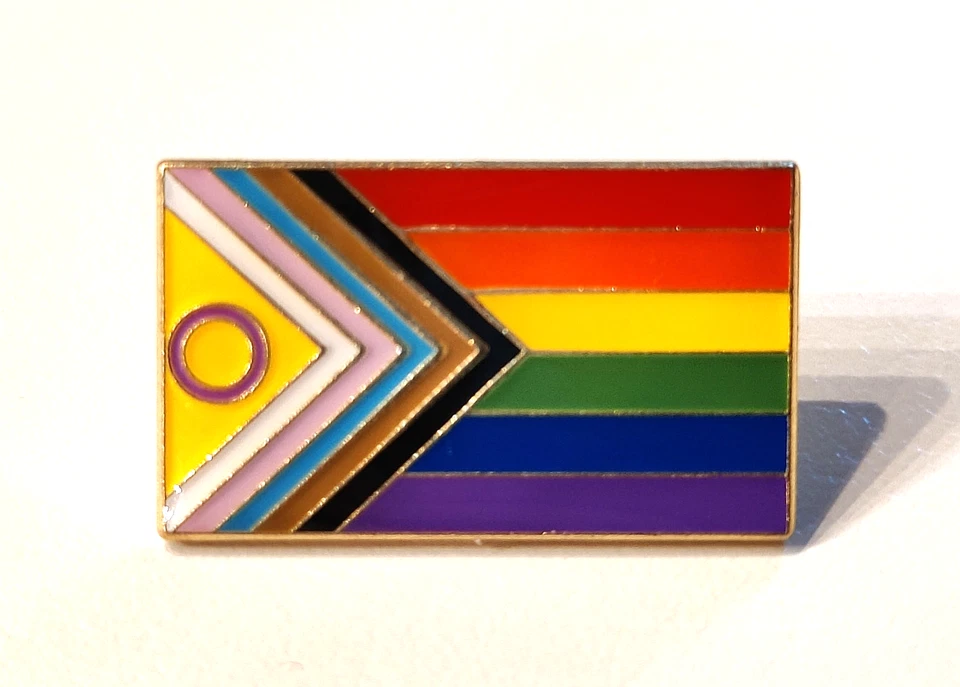 Regenbogen Progress Inter Pin Anstecker LGBTQ CSD gay pride Toleranz Diversität - Bild 1 von 2