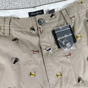 NUEVO CON ETIQUETAS Eddie Bauer Hombres 35 Gancho de Pesca AOP Beige 10” Chino Pantalones Cortos - Imagen 1 de 8