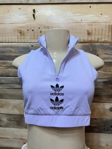 Camiseta sin mangas recortada Adidas para mujer con logotipo Play H22742 - tinte púrpura, A2 (C565T) - Imagen 1 de 3