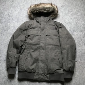 Chaqueta The North Face Para Hombre Pequeña Gris HyVent Aislada Con Capucha Bombardero Borde de Piel - Imagen 1 de 15