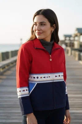 80's 90's Vintage Maritime Nautical Naval Flag Symbols Windbreaker Small Retro - Image 1 of 4