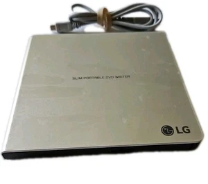 LG Slim Portable DVD Writer External Drive GP65NS60 Silver With Cable - Picture 1 of 4