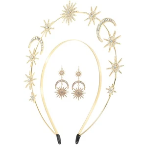 1 Set Crown and Earrings - Stars Goddess Headband with Earrings Mary Metal - Picture 1 of 12