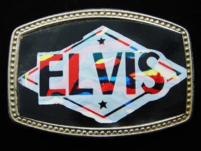 RG03139 *NOS* VINTAGE 1970s **ELVIS** MUSIC COMMEMORATIVE BELT BUCKLE - Image 1 of 2