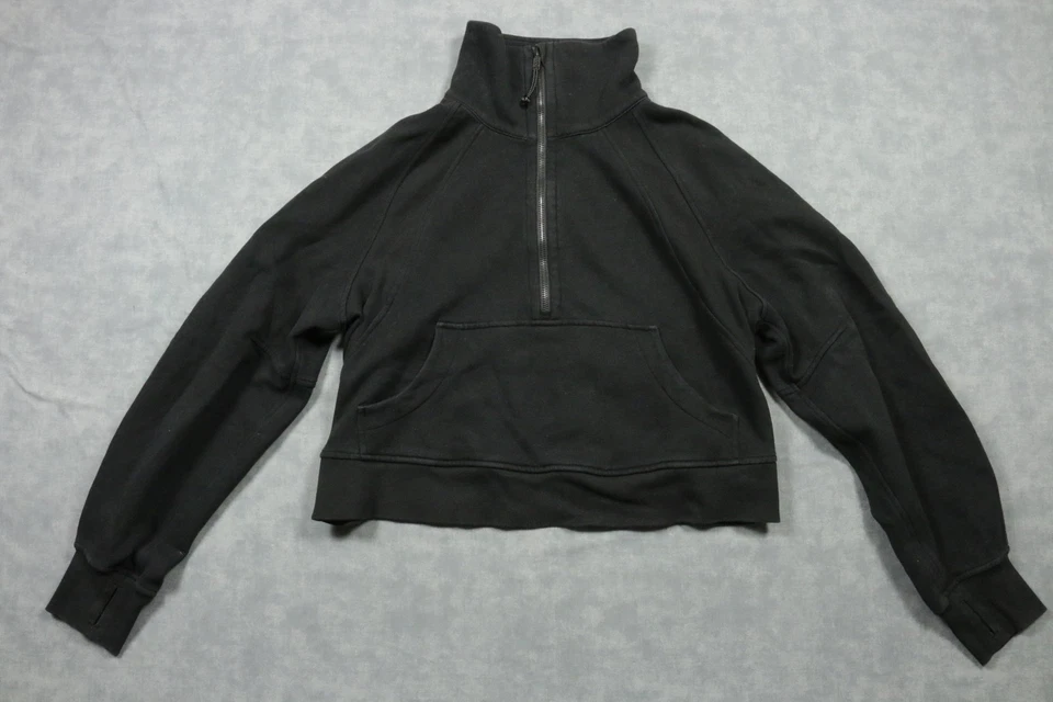 Sudadera Lululemon Mujer Pequeña Negra Buceo Embudo Cuello Media Cremallera Recortada Foto 1 de 4