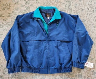 NUEVO CON ETIQUETAS Chaqueta De Colección Años 80 Crown Royal California Imperial Azul Teal Cremallera XL Hecha en EE. UU. Foto 1 de 4