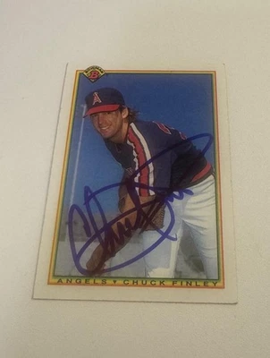 Bowman 1990 autografiado por Chuck Finley IP FIRMADO Foto 1 de 3