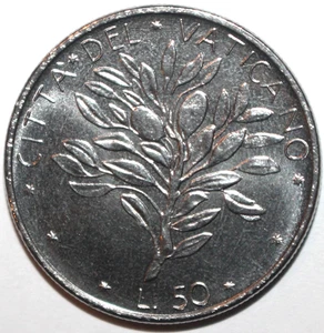 Vatikanstadt 50 Lire Münze 1976 A. XIV KM# 121 Olivenzweig Papst Paul VI. Fünfzig - Bild 1 von 2