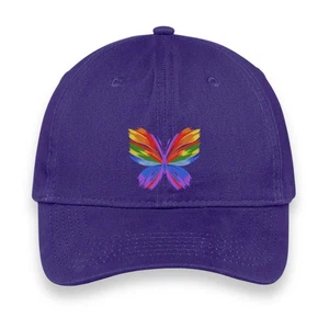 Rainbow Butterfly Hat, Embroidered Pride Cap, Colorful Nature Gift - Picture 1 of 26