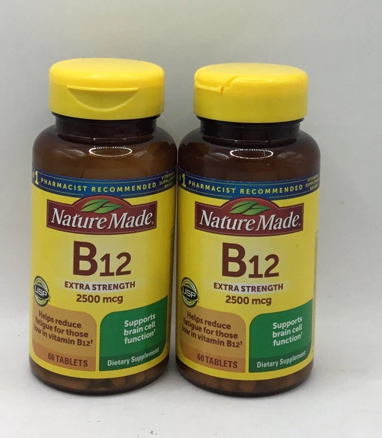 2 Vitamina B12 Nature Made Extra Fuerza 2500 mcg, 60x2 = 120 Comprimidos Exp 3/26 Foto 1 de 1