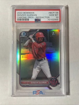 2022 Bowman Chrome Prospects Denzer Guzman #BCP-138 Refractor /499 PSA 10 - Image 1 of 2