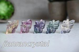 5pcs Natural Rainbow Fluorite Butterfly Fairy MINI Carved Skull Reiki Healing  - Picture 1 of 19