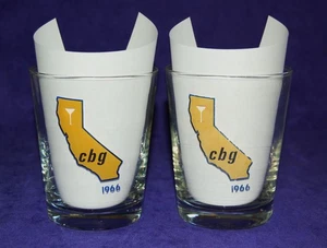 Vintage 1966 CBG Double Old Fashioned Rocks Bar Glasses Set of Two (2) - Picture 1 of 2