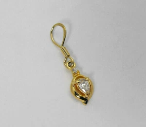 STERLING SILVER 925 Gold Tone Pear & Round CZ Stones Dangle Style Unique Pendant - Picture 1 of 5
