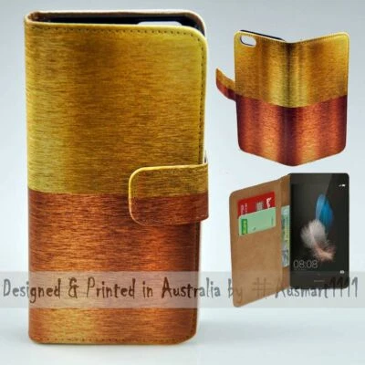 Capa carteira celular impressão tema ouro bronze cobre para Huawei Series - Imagem 1 de 3