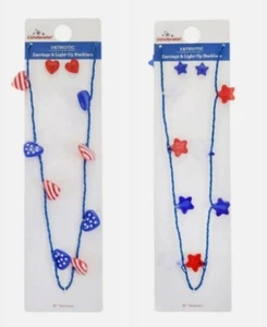 Patriotic Party Light-Up Star & Heart Necklaces 2 Pack - Picture 1 of 4