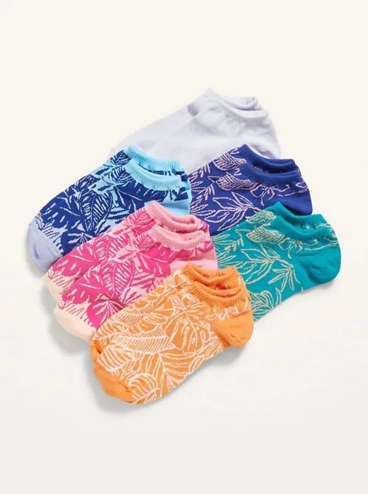 Paquete de 6 calcetines tobilleros antiguos azul marino para mujer novedosos tropicales florales talla única nuevos en paquete Foto 1 de 1