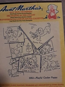 Tante Martha's Playful Cocker Welpe Hund Heißes Bügeln Transfer Stickmuster 3052 - Bild 1 von 3