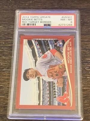 2014 TOPPS UPDATE MOOKIE BETTS #US301 RED TARGET BORDER GRADED 8 NM-MT - Image 1 of 2