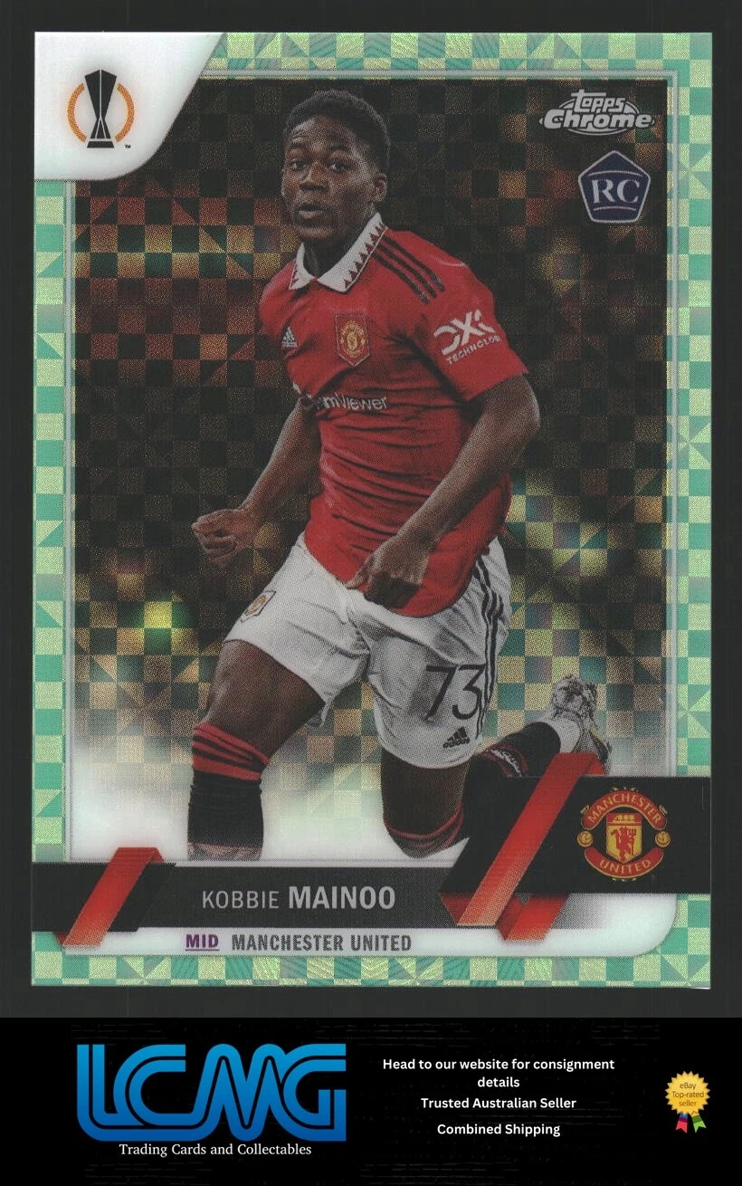 2022-23 Topps Chrome UEFA UCC #118 Kobbie Mainoo Neon Green X-Fractor #/399