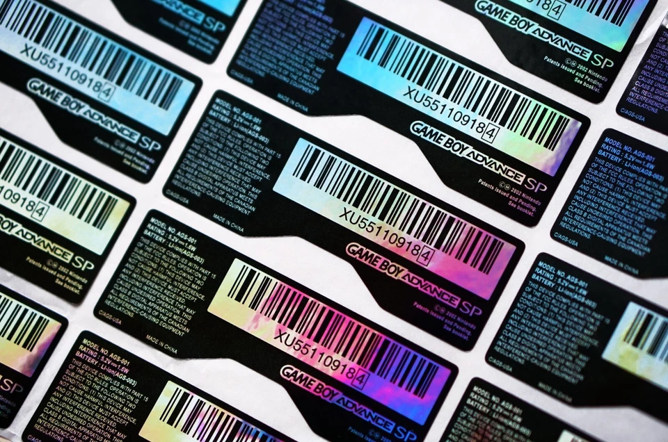 Conjunto de adesivos holográficos de substituição Gameboy Advance GBA SP - Imagem 1 de 1