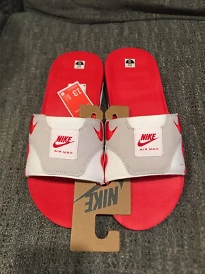 耐克 Air Max 1 滑动凉鞋拖鞋白色/大学红色男式 13 码 DH0295-103 — 第 1/4 张图片