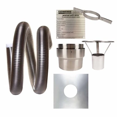 Flexible Flue Liner Installation Kit 2 Wood/Multifuel Stove 5" or 6" Grade 316 - Image 1 of 4