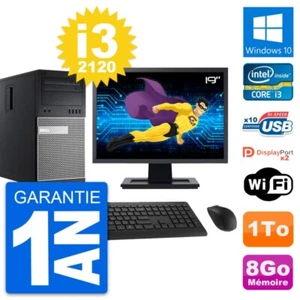 PC Tour Dell 9010 Ecran 19" Intel i3-2120 RAM 8Go Disque Dur 1To Windows 10 Wifi - Photo 1/9