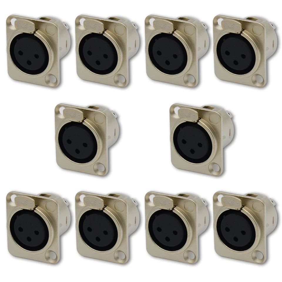 10,XLR 3-Pin Female Metal Panel Mount Chassis Microphone Jack Audio Connector - Image 1 of 4