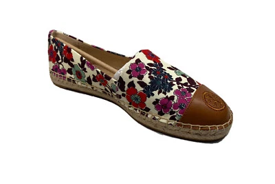Tory Burch Color Block Flat Espadrille 尺寸 7.5 英寸奶油色多帆布和皮革 — 第 1/4 张图片