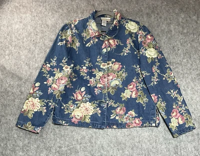 Camisa Top Coldwater Creek Mujer Grande Azul Floral Cottage Prairie Cápsula Foto 1 de 4