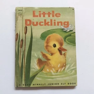 1956 Little Duckling Childrens Book Rand McNally Junior Elf 8029 O Edition VTG - Foto 1 di 12