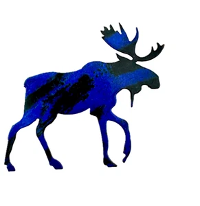 Cut metal Black & Blue Enamel Moose Silhouette Magnet 3.5 x 2.5 in - Picture 1 of 3