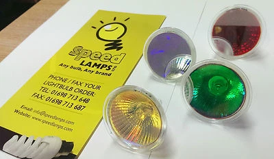 MR11 35MM G4 12V COLOURED 20W 35W HALOGEN DICHROIC SPOT LIGHT LAMP / BULB