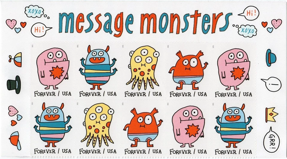 Scott #5636-5639a MESSAGE MONSTERS Plate Block Half Sheet Of 10 stamps - MNH Top - Image 1 of 1