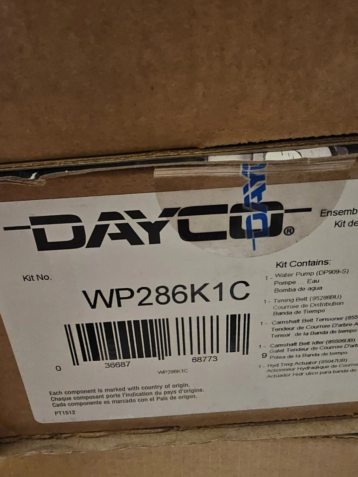 00-04 本田/讴歌发动机定时皮带套件带水泵 Dayco WP286K1C — 第 1/1 张图片