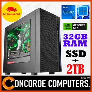 Intel Core i7 Gaming PC GTX 1660 6GB Computer 32GB RAM SSD + 2TB Desktop System - Picture 1 of 6