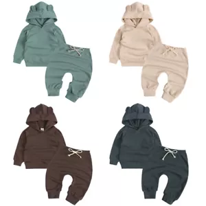 2PC/set Toddler Kids baby Boys Girls Outfits Hooded Tops+ Pants Clothes Sets - Picture 1 of 16