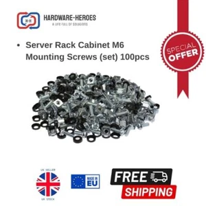 Silber M6 Käfigmuttern Unterlegscheiben Schrauben Pack 12/20/100/1000 Netzwerk Rack Schrankmontage - Bild 1 von 3