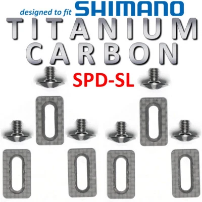 para tacos SHIMANO SPD-SL: 6 zapatas en fibra de carbono + 6 tornillos en TITANIO! Foto 1 de 4