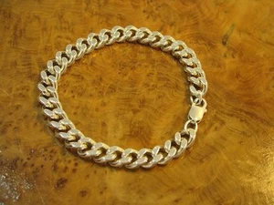 925 Plata de Ley Pulsera Eslabones Chatos/Plata Auténtica/22,4cm/38,8g - Imagen 1 de 3