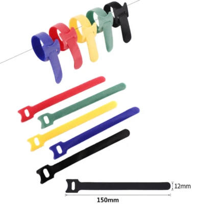 Hook and Loop Cable Ties Reusable Strapping Adjustable Wire Strap Wrap Strap New - Image 1 of 3