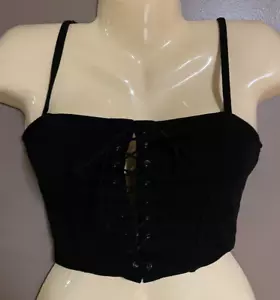 Black Cropped Lace Up Tank Top from Forever 21 Size Small - Picture 1 of 3