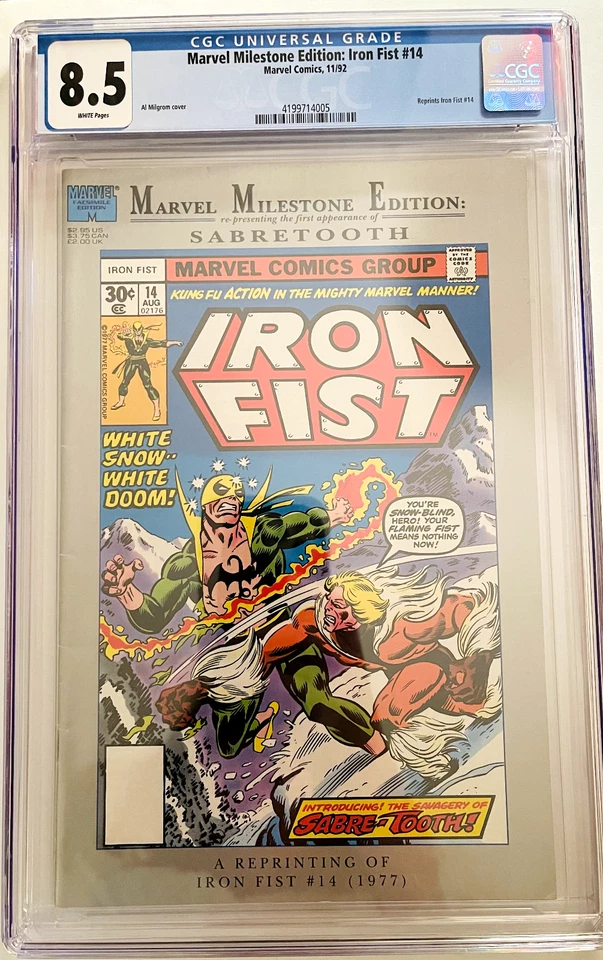 Iron Fist 14 Marvel Milestone Edition CGC 8.5 (1992 reprint/1st Sabretooth/Slab) - Image 1 of 1