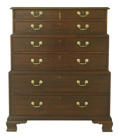 49610EC: BAKER Historic Charleston Mahogany Triple Stack Chest On Chest Cover
