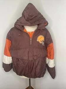 Vintage Cleveland Browns Jacket Mens L Pull Over Competitor Puffy Coat Pockets - Picture 1 of 11