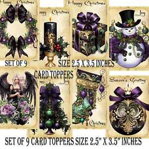Christmas Goth Card Toppers For Cardmaking Scrapbook Tags Size 2.5x3.5 Inches - Picture 1 of 3