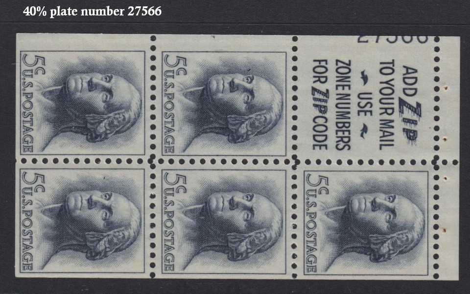 1962 Washington Sc 1213a Slogan 2 MNH 40% plate number 27566 - Image 1 of 1