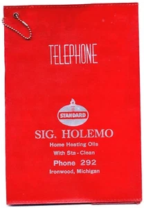 Ironwood, MI, S Holemo Standard Service Station Telephone Book Protective Cover - Picture 1 of 2