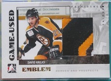 David Krejci 2007-08 ITG Heroes and Prospects Emblem 3C Patch SP/10 Bruins Czech